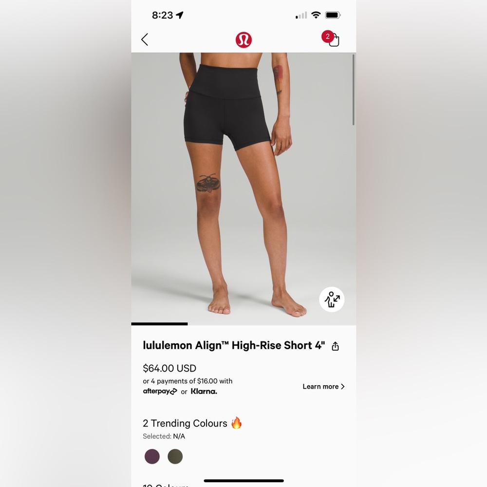 Lululemon 4” high rise align size 8